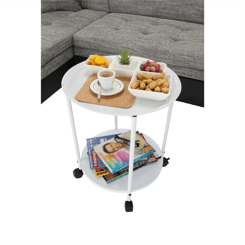 Casa si Gradina - Mobilier - Mese si birouri - Masute de cafea - Masuta portabila cu roti, alb, DERIN - Infinity.ro