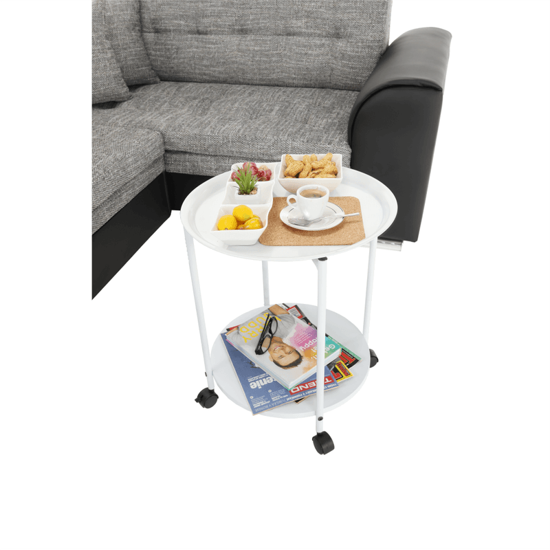 Casa si Gradina - Mobilier - Mese si birouri - Masute de cafea - Masuta portabila cu roti, alb, DERIN - Infinity.ro