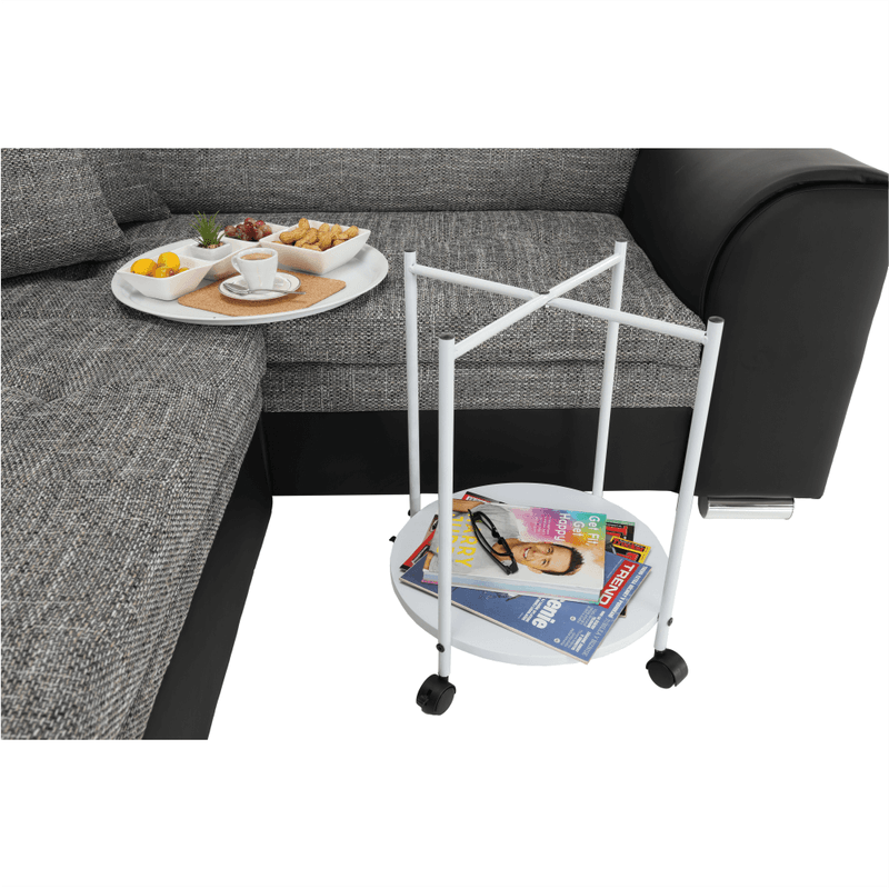 Casa si Gradina - Mobilier - Mese si birouri - Masute de cafea - Masuta portabila cu roti, alb, DERIN - Infinity.ro