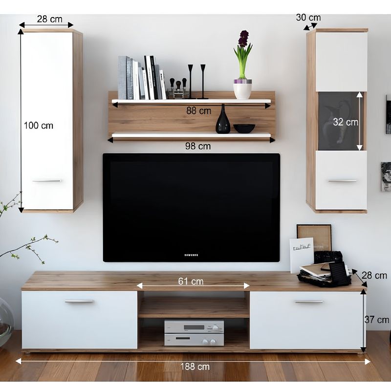 Casa si Gradina - Mobilier - Seturi de mobilier - Seturi living - Mobilier pentru living, stejar wotan/alb, WAW NEW - Infinity.ro