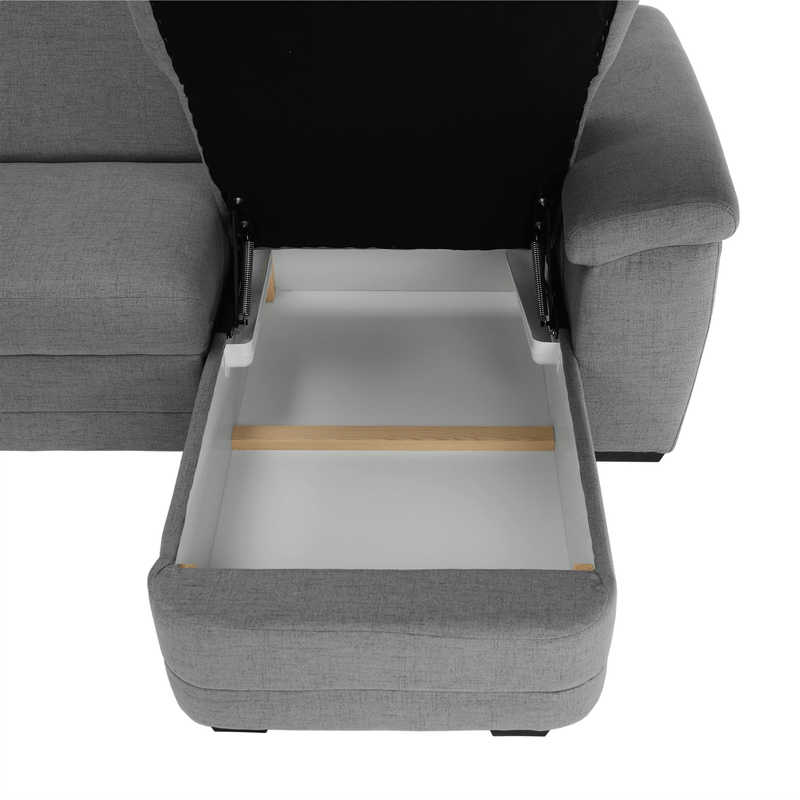 Casa si Gradina - Mobilier - Canapele si coltare - Coltare - Coltar in forma de U, piele ecologica, gri, drept, BITER U - Infinity.ro