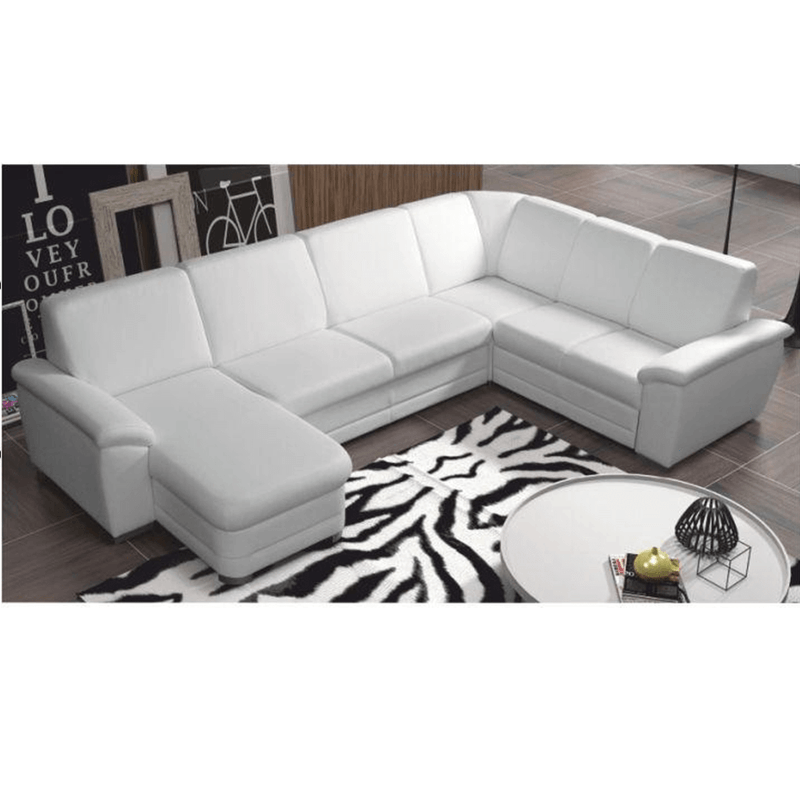 Casa si Gradina - Mobilier - Canapele si coltare - Coltare - Coltar in forma de U, piele eco alb, stanga, BITER U - Infinity.ro