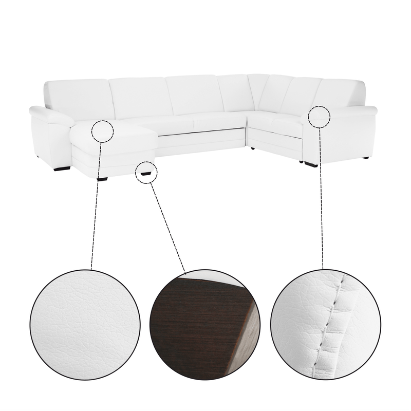 Casa si Gradina - Mobilier - Canapele si coltare - Coltare - Coltar in forma de U, piele eco alb, stanga, BITER U - Infinity.ro