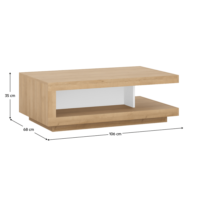 Casa si Gradina - Mobilier - Mese si birouri - Masute de cafea - Masuta de cafea LYOT01, stejar riviera/alb cu luciu extra ridicat, LEONARDO - Infinity.ro