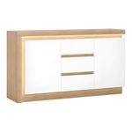 Casa si Gradina - Mobilier - Comode si corpuri - Comode - Scrin LYOK01, stejar riviera/alb cu luciu extra ridicat, LEONARDO - Infinity.ro