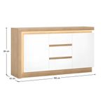 Casa si Gradina - Mobilier - Comode si corpuri - Comode - Scrin LYOK01, stejar riviera/alb cu luciu extra ridicat, LEONARDO - Infinity.ro