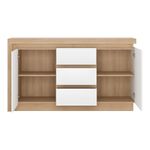 Casa si Gradina - Mobilier - Comode si corpuri - Comode - Scrin LYOK01, stejar riviera/alb cu luciu extra ridicat, LEONARDO - Infinity.ro