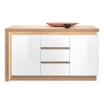 Casa si Gradina - Mobilier - Comode si corpuri - Comode - Scrin LYOK01, stejar riviera/alb cu luciu extra ridicat, LEONARDO - Infinity.ro