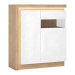 Casa si Gradina - Mobilier - Comode si corpuri - Comode - Scrin LYOV04P, stejar riviera/alb cu luciu extra ridicat, LEONARDO - Infinity.ro