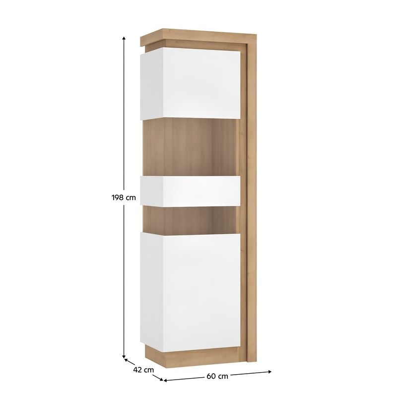 Casa si Gradina - Mobilier - Dulapuri si sifoniere - Dulapuri - Vitrina LYOV03L, stejar riviera/alb cu luciu extra ridicat, LEONARDO - Infinity.ro