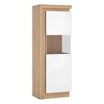 Casa si Gradina - Mobilier - Dulapuri si sifoniere - Dulapuri - Vitrina LYOV01P, stejar riviera/alb cu luciu extra ridicat, LEONARDO - Infinity.ro