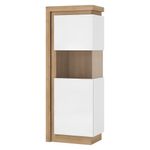 Casa si Gradina - Mobilier - Dulapuri si sifoniere - Dulapuri - Vitrina LYOV01P, stejar riviera/alb cu luciu extra ridicat, LEONARDO - Infinity.ro