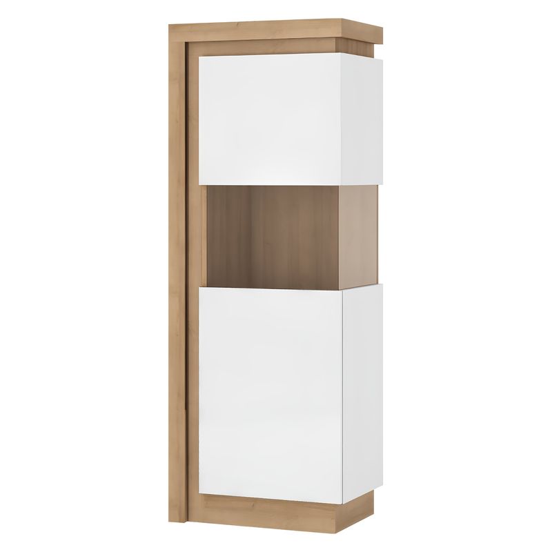 Casa si Gradina - Mobilier - Dulapuri si sifoniere - Dulapuri - Vitrina LYOV01P, stejar riviera/alb cu luciu extra ridicat, LEONARDO - Infinity.ro