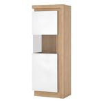Casa si Gradina - Mobilier - Dulapuri si sifoniere - Dulapuri - Vitrina LYOV01L, stejar riviera/alb cu luciu extra ridicat, LEONARDO - Infinity.ro