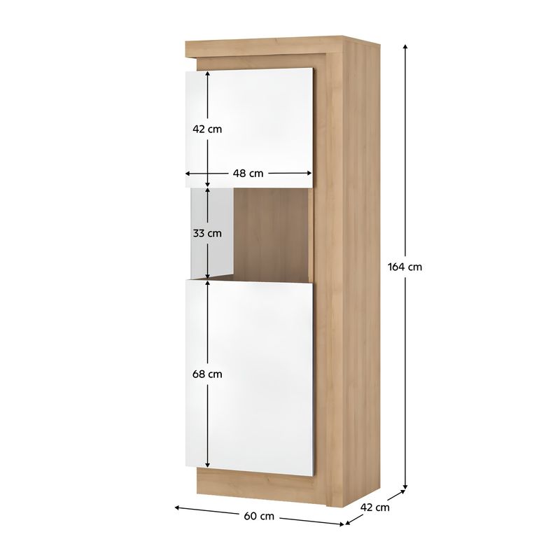Casa si Gradina - Mobilier - Dulapuri si sifoniere - Dulapuri - Vitrina LYOV01L, stejar riviera/alb cu luciu extra ridicat, LEONARDO - Infinity.ro