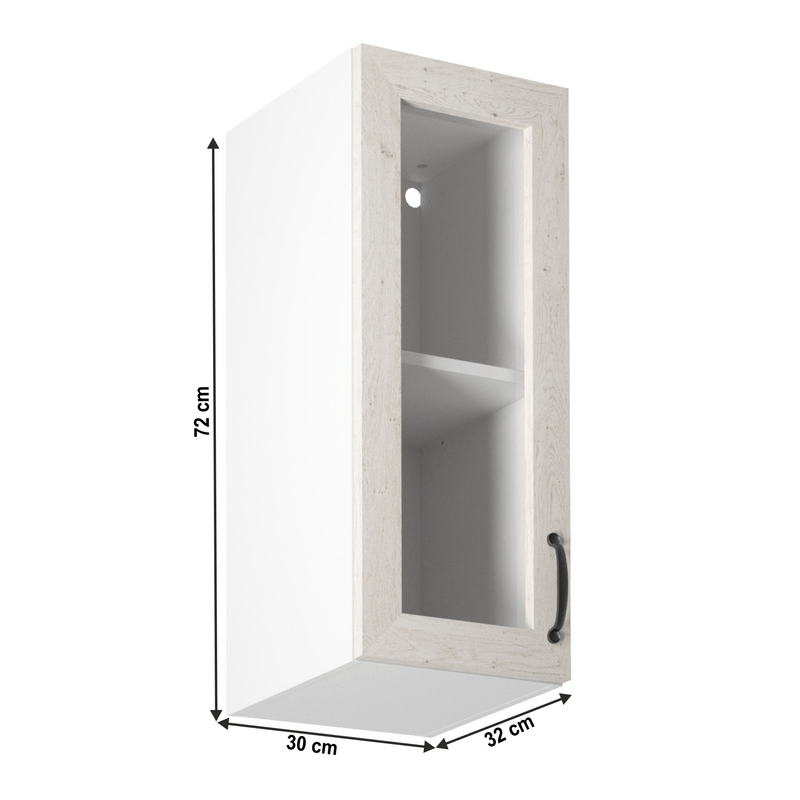 Casa si Gradina - Mobilier - Dulapuri si sifoniere - Dulapuri - Dulap superior,  cu sticla, alb/pin nordic, model stanga, ROYAL G30S - Infinity.ro