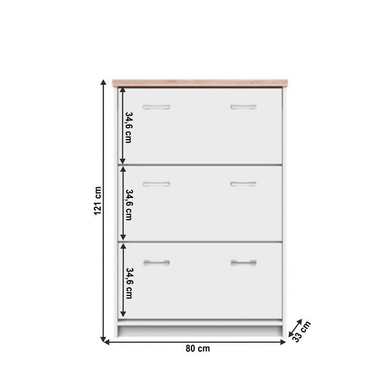 Casa si Gradina - Mobilier - Dulapuri si sifoniere - Dulapuri pantofi - Pantofar 3K, PAL melaminat, alb/stejar sonoma, TOPTY TYP 10 - Infinity.ro