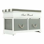 Casa si Gradina - Mobilier - Organizare si depozitare - Bancute - Banca cu  perna, 2 sertare, alb/gri, SEAT BENCH  2 NEW - Infinity.ro