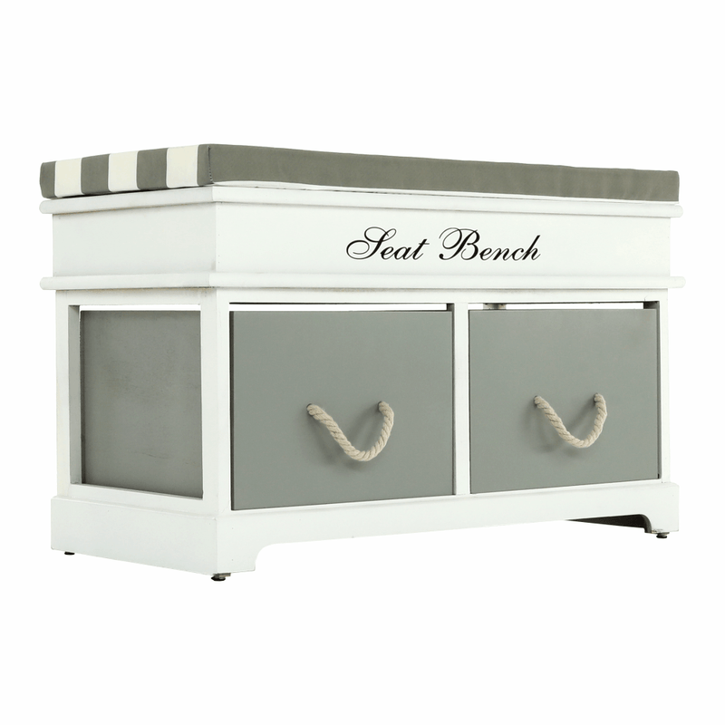 Casa si Gradina - Mobilier - Organizare si depozitare - Bancute - Banca cu  perna, 2 sertare, alb/gri, SEAT BENCH  2 NEW - Infinity.ro