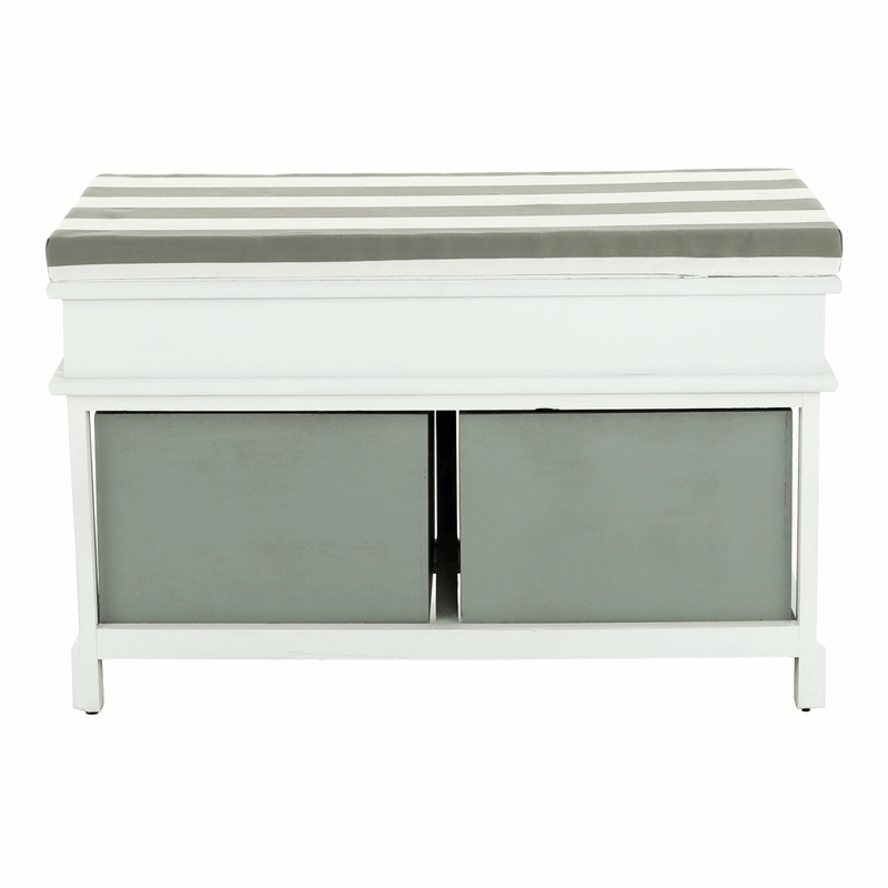 Casa si Gradina - Mobilier - Organizare si depozitare - Bancute - Banca cu  perna, 2 sertare, alb/gri, SEAT BENCH  2 NEW - Infinity.ro