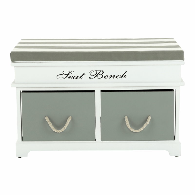 Casa si Gradina - Mobilier - Organizare si depozitare - Bancute - Banca cu  perna, 2 sertare, alb/gri, SEAT BENCH  2 NEW - Infinity.ro
