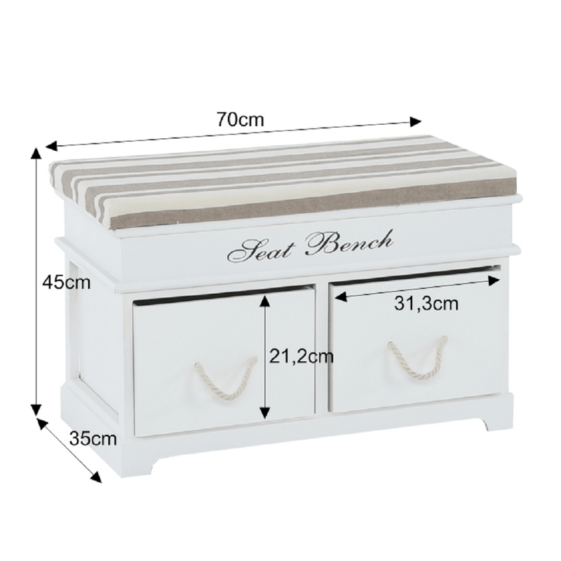 Casa si Gradina - Mobilier - Organizare si depozitare - Bancute - Banca cu perna, 2 sertare, alb/maro deschis, SEAT BENCH 1 NEW - Infinity.ro