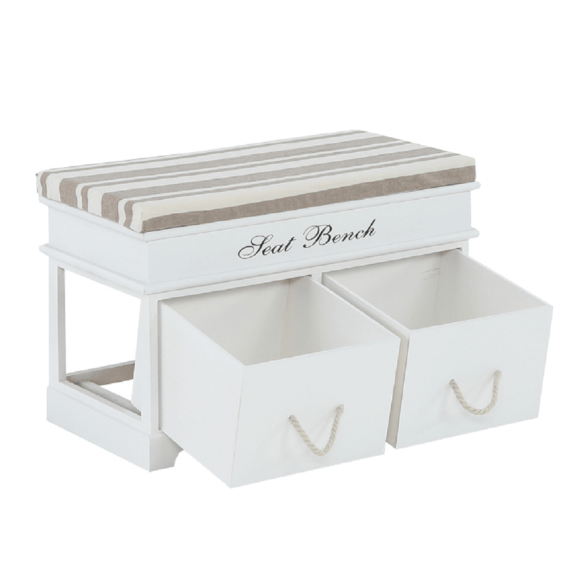Casa si Gradina - Mobilier - Organizare si depozitare - Bancute - Banca cu perna, 2 sertare, alb/maro deschis, SEAT BENCH 1 NEW - Infinity.ro