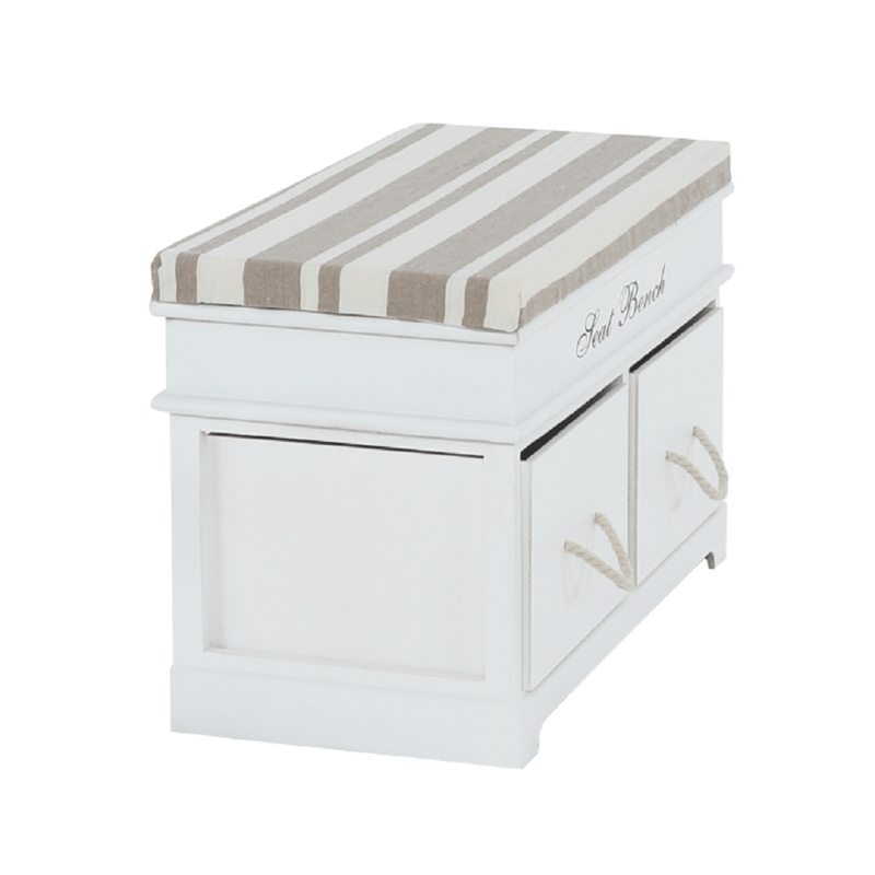 Casa si Gradina - Mobilier - Organizare si depozitare - Bancute - Banca cu perna, 2 sertare, alb/maro deschis, SEAT BENCH 1 NEW - Infinity.ro