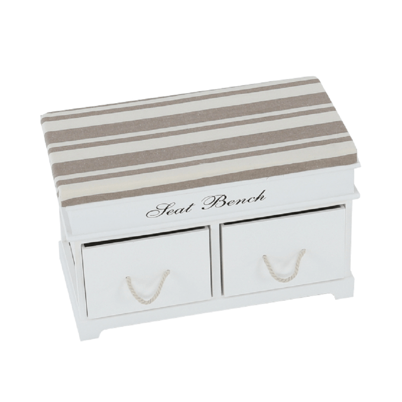 Casa si Gradina - Mobilier - Organizare si depozitare - Bancute - Banca cu perna, 2 sertare, alb/maro deschis, SEAT BENCH 1 NEW - Infinity.ro