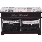 Casa si Gradina - Mobilier - Organizare si depozitare - Bancute - Banca cu  perna, 2 cosuri de rachita, maro inchis/bej/imprimeu, SEAT BENCH 3 - Infinity.ro