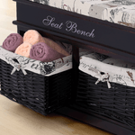 Casa si Gradina - Mobilier - Organizare si depozitare - Bancute - Banca cu  perna, 2 cosuri de rachita, maro inchis/bej/imprimeu, SEAT BENCH 3 - Infinity.ro