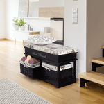 Casa si Gradina - Mobilier - Organizare si depozitare - Bancute - Banca cu  perna, 2 cosuri de rachita, maro inchis/bej/imprimeu, SEAT BENCH 3 - Infinity.ro