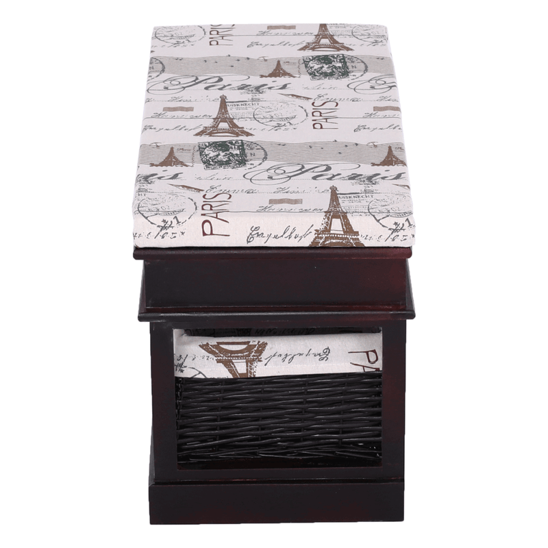 Casa si Gradina - Mobilier - Organizare si depozitare - Bancute - Banca cu  perna, 2 cosuri de rachita, maro inchis/bej/imprimeu, SEAT BENCH 3 - Infinity.ro