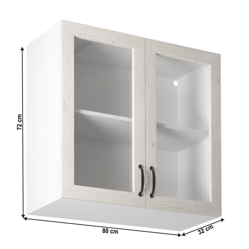 Casa si Gradina - Mobilier - Dulapuri si sifoniere - Dulapuri - Dulap superior cu vitrina, alb/pin nordic, ROYAL G80S - Infinity.ro