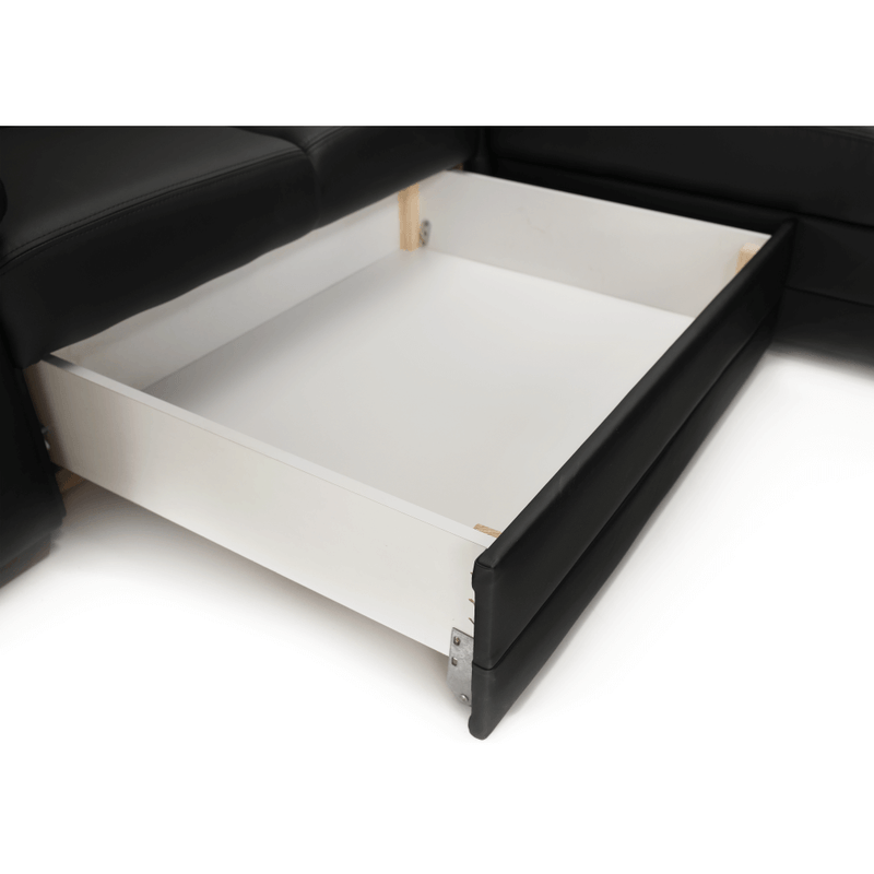 Casa si Gradina - Mobilier - Canapele si coltare - Coltare - Coltar in forma de U, piele ecologica neagra, model dreapta, BITER U - Infinity.ro