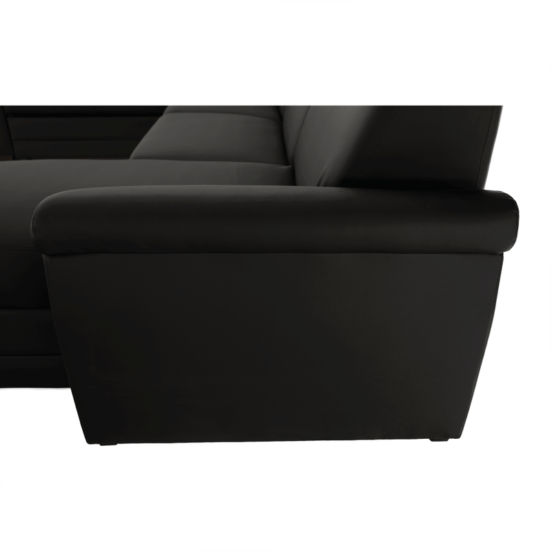 Casa si Gradina - Mobilier - Canapele si coltare - Coltare - Coltar in forma de U, piele ecologica neagra, model dreapta, BITER U - Infinity.ro