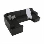 Casa si Gradina - Mobilier - Canapele si coltare - Coltare - Coltar in forma de U, piele ecologica neagra, model dreapta, BITER U - Infinity.ro