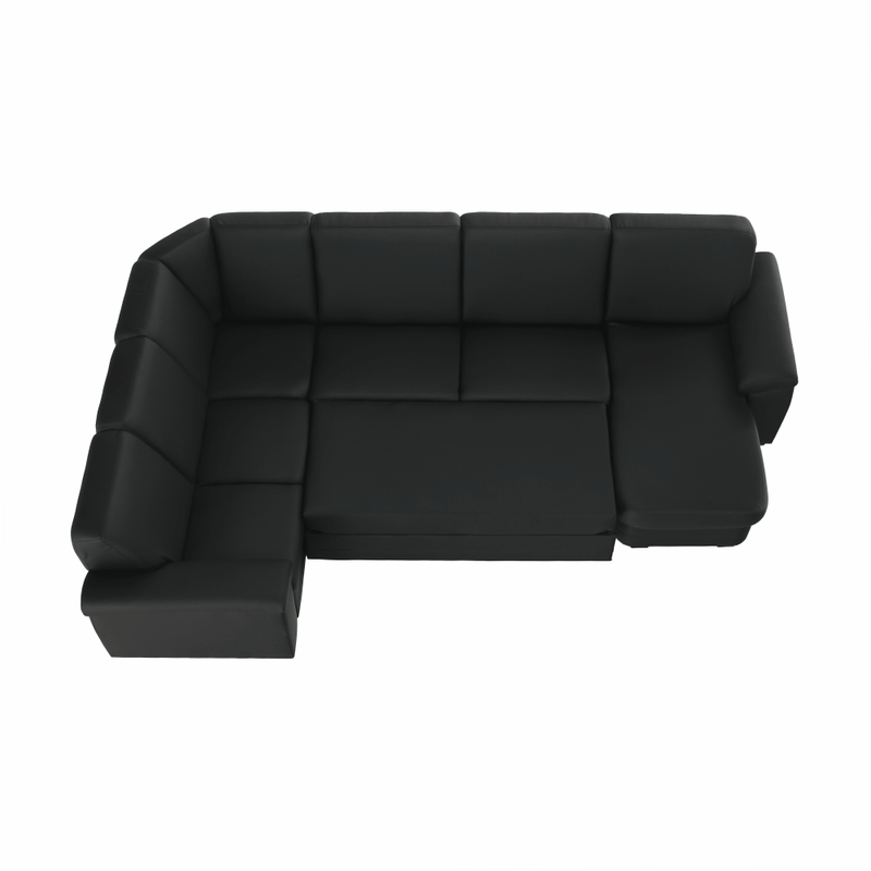 Casa si Gradina - Mobilier - Canapele si coltare - Coltare - Coltar in forma de U, piele ecologica neagra, model dreapta, BITER U - Infinity.ro