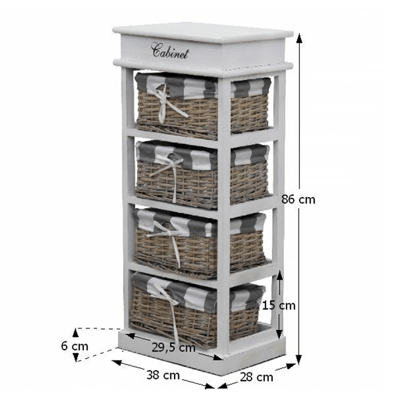 Casa si Gradina - Mobilier - Comode si corpuri - Comode - Comoda, 4 cosuri, gri/alb, MANON 4 - Infinity.ro