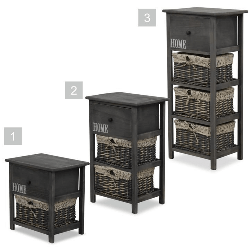 Casa si Gradina - Mobilier - Comode si corpuri - Comode - Comoda, 3 cosuri, 1 sertar, gri maroniu, DARKIE 3 - Infinity.ro