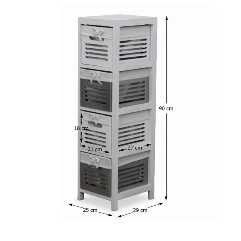 Casa si Gradina - Mobilier - Comode si corpuri - Comode - Comoda 4 cosuri, alb/gri, BIBI 4 - Infinity.ro