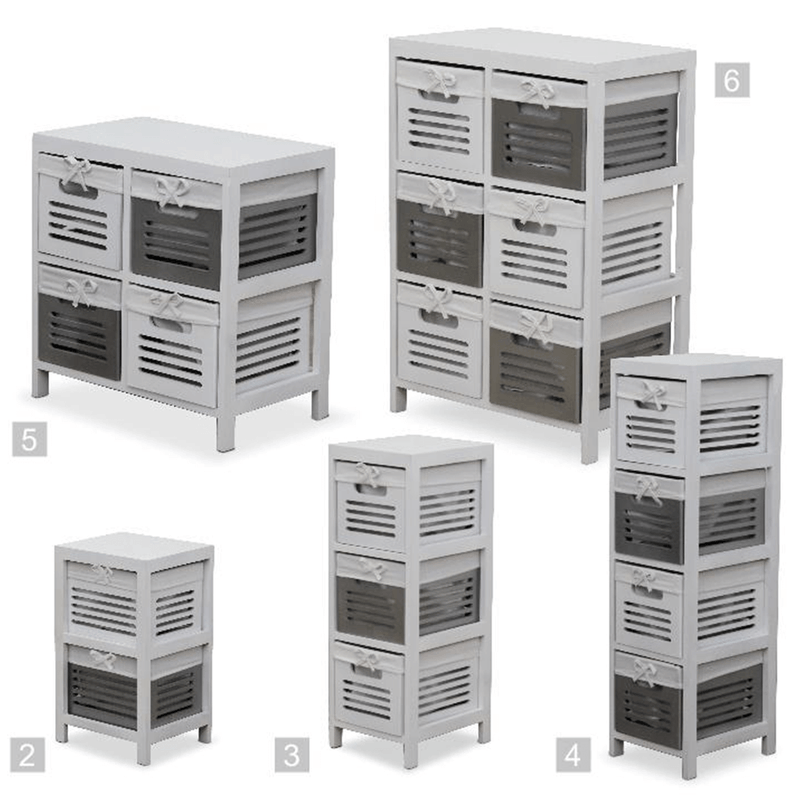 Casa si Gradina - Mobilier - Comode si corpuri - Comode - Comoda 4 cosuri, alb/gri, BIBI 4 - Infinity.ro