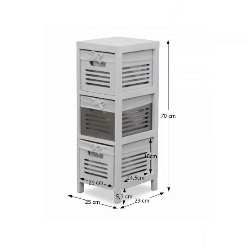 Casa si Gradina - Mobilier - Comode si corpuri - Comode - Comoda 3 cosuri, alb/gri, BIBI 3 - Infinity.ro