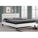 Casa si Gradina - Mobilier - Paturi si accesorii - Paturi - Pat matrimonial cu somiera, 160x200, piele eco alba, MIKEL - Infinity.ro