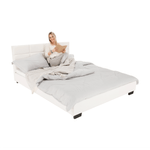 Casa si Gradina - Mobilier - Paturi si accesorii - Paturi - Pat matrimonial cu somiera, 160x200, piele eco alba, MIKEL - Infinity.ro