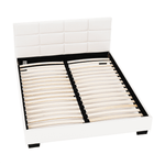 Casa si Gradina - Mobilier - Paturi si accesorii - Paturi - Pat matrimonial cu somiera, 160x200, piele eco alba, MIKEL - Infinity.ro