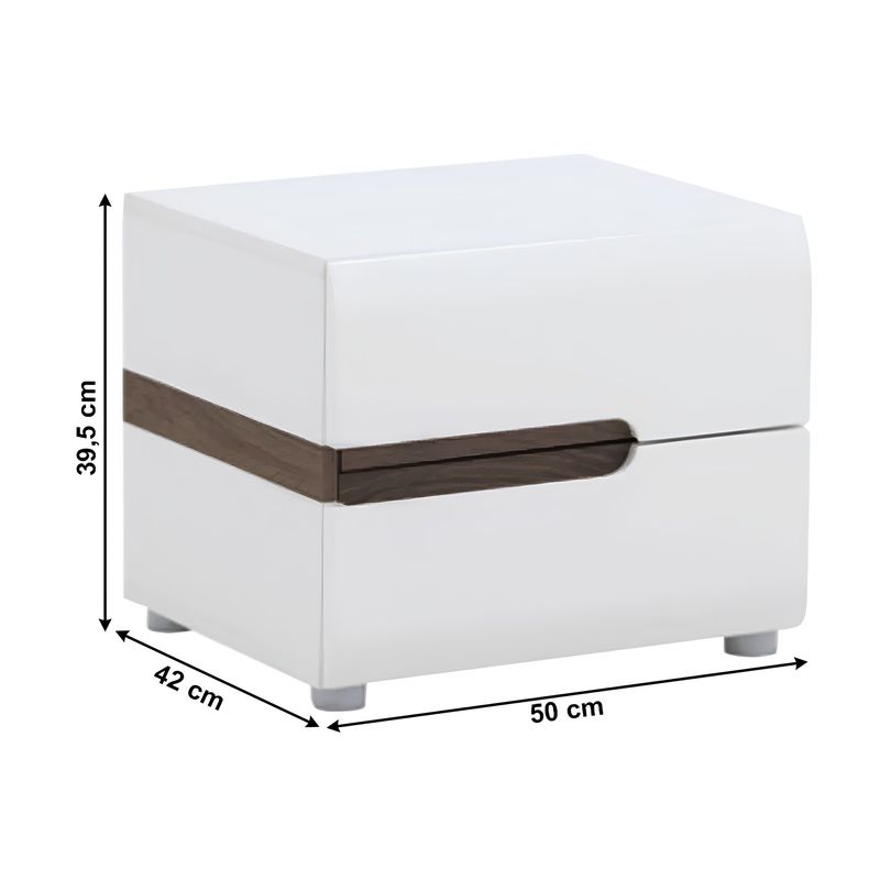 Casa si Gradina - Mobilier - Comode si corpuri - Noptiere - Noptiera, alba extra luciu ridicat HG/stejar sonoma truflu inchis, LYNATET TYP 96 - Infinity.ro