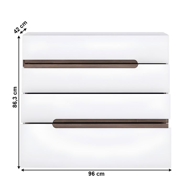 Casa si Gradina - Mobilier - Comode si corpuri - Comode - comoda, stralucire extra alba HG/stejar sonoma inchis, LYNATET TYP 44 - Infinity.ro