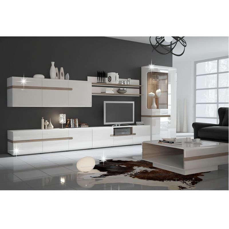 Casa si Gradina - Mobilier - Biblioteci si rafturi - Rafturi - Raft, alb stralucitor HG/stejar sonoma inchis, LYNATET TYP 60 - Infinity.ro