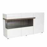 Casa si Gradina - Mobilier - Comode si corpuri - Comode - Comoda, alba stralucitoare HG/stejar sonoma inchis, LYNATET TYP 42 - Infinity.ro